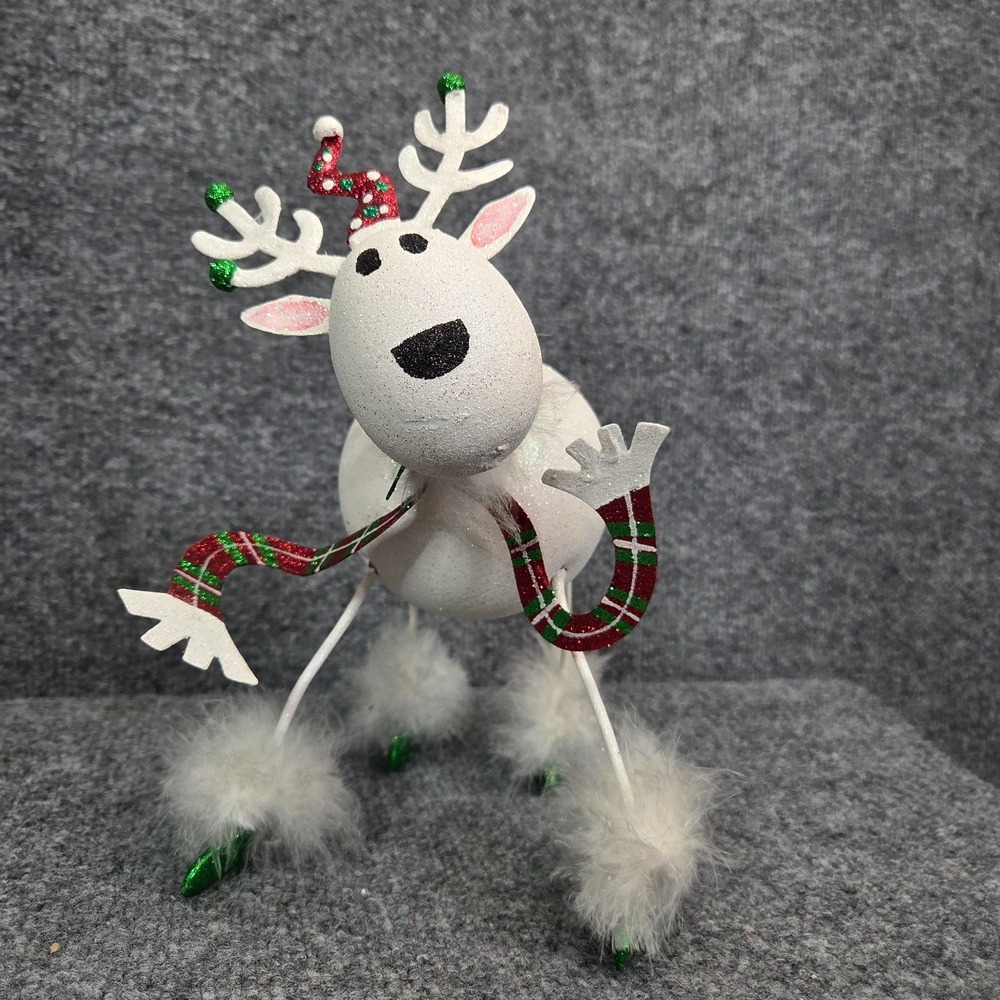 Pier One Imports Decor Christmas‎ Retired Snowball Glitter Reindeer 10" RARE